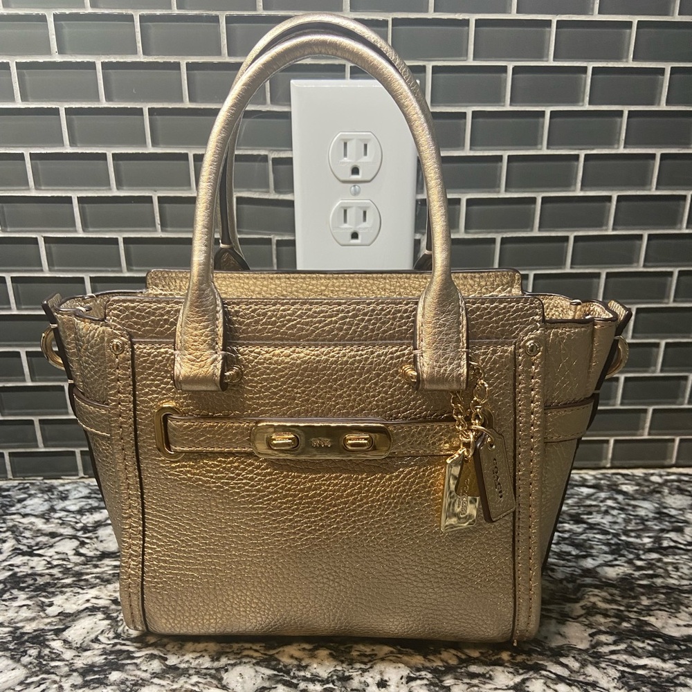 COACH Mini Swagger | Metallic Gold Crossbody Handbag